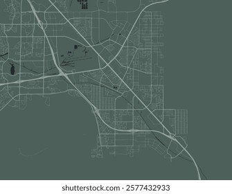 Vector city map of Henderson Nevada in the United States of America with white roads isolated on a green background.