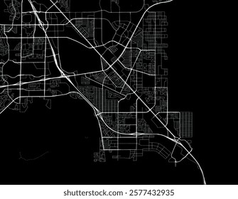 Vector city map of Henderson Nevada in the United States of America with white roads isolated on a black background.