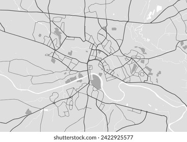 Vector city map of Hereford in the United Kingdom with black roads isolated on a grey background.