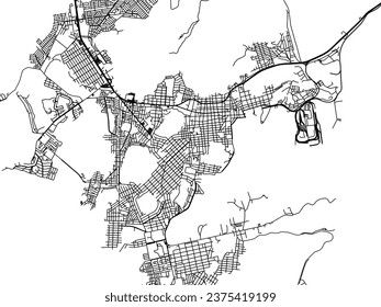 Vector city map of Heroica Guaymas in Mexico with black roads isolated on a white background.