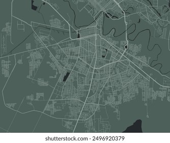 Vector city map of Heroica Matamoros in Mexico with white roads isolated on a green background.