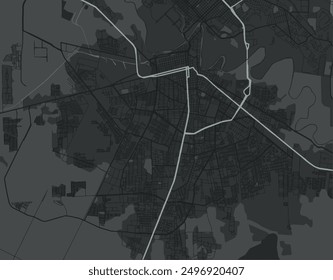 Vector city map of Heroica Matamoros in Mexico with white roads isolated on a grey background.