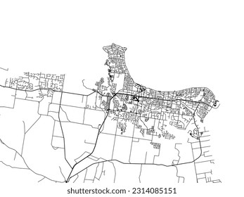 Vector city map of Hervey Bay in Australia with black roads isolated on a white background.