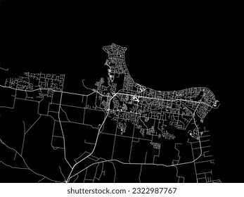 Vector city map of Hervey Bay in Australia with white roads isolated on a black background.