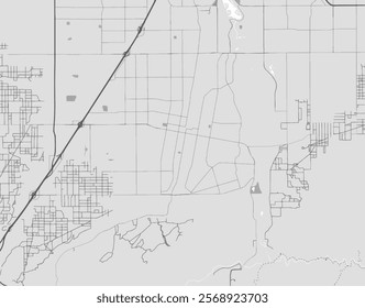 Vector city map of Hesperia California in the United Stated of America with black roads isolated on a grey background.