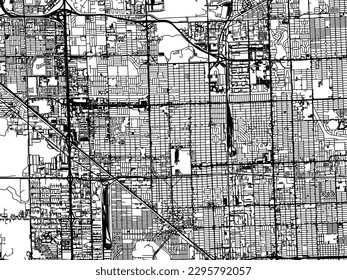 Stadtplan von Hialeah Florida in den Vereinigten Staaten von Amerika mit schwarzen Straßen einzeln auf weißem Hintergrund.
