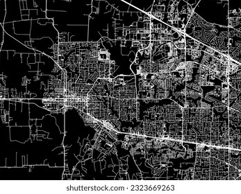 Vector city map of Hillsboro Oregon in the United States of America with white roads isolated on a black background.