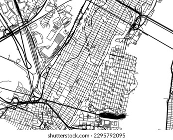 Vector city map of Hoboken New Jersey in the United States of America with black roads isolated on a white background.