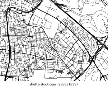 Mapa vectorial de Holon en Israel con caminos negros aislados en un fondo blanco.