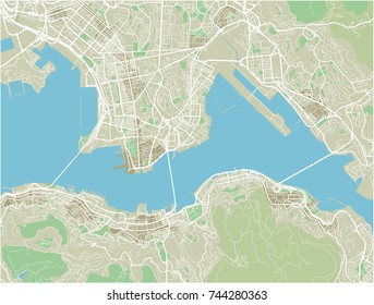 Vector city map of Hong Kong with well organized separated layers.