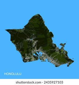 Vector city map Honolulu, Hawaii, USA