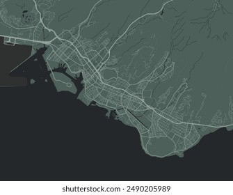 Vector city map of Honolulu Hawaii in the United States of America with white roads isolated on a green background.