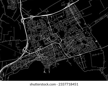 Vector city map of Hoorn in the Netherlands with white roads isolated on a black background.