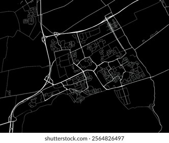 Vector city map of Hoorn in the Netherlands with white roads isolated on a black background.