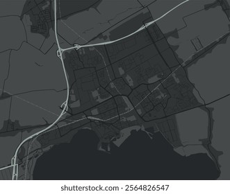 Vector city map of Hoorn in the Netherlands with white roads isolated on a grey background.