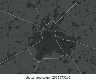 Vector city map of Hoshiarpur in the Republic of India with white roads isolated on a grey background.