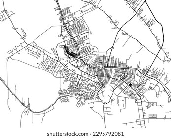 Vector city map of Houma Louisiana in the United States of America with black roads isolated on a white background.