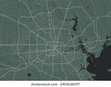 Vector city map of Houston Metro Texas in the United States of America with white roads isolated on a green background.