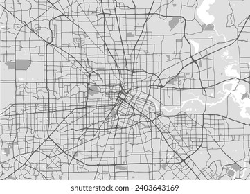 Vector city map of Houston Metro Texas in the United States of America with black roads isolated on a grey background