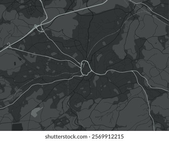 Vector city map of Huddersfield in the United Kingdom with white roads isolated on a grey background.