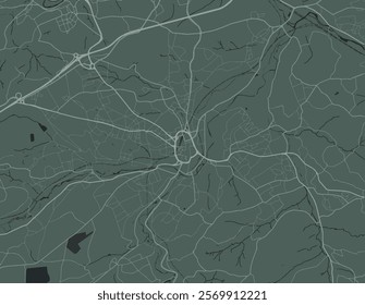 Vector city map of Huddersfield in the United Kingdom with white roads isolated on a green background.