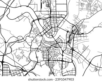 Vector city map of Huizhou in the People's Republic of China (PRC) with black roads isolated on a white background.