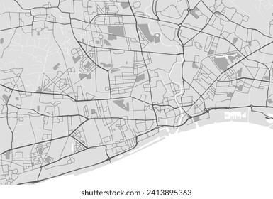 Vector city map of Hull in the United Kingdom with black roads isolated on a grey background.