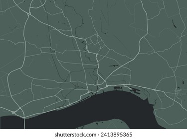 Vector city map of Hull in the United Kingdom with white roads isolated on a green background.