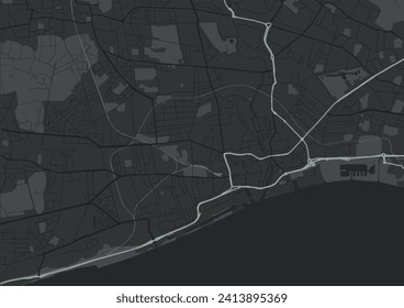 Vector city map of Hull in the United Kingdom with white roads isolated on a grey background.