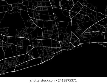 Vector city map of Hull in the United Kingdom with white roads isolated on a black background.