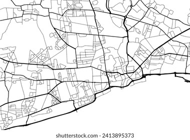 Vector city map of Hull in the United Kingdom with black roads isolated on a white background.