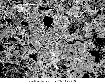 Vector city map of Hyderabad in the Republic of India with white roads isolated on a black background.