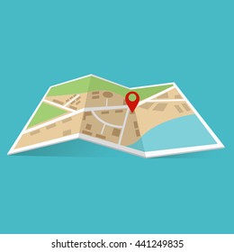 Vector City map icon with Pin Pointer . Vector illustration.