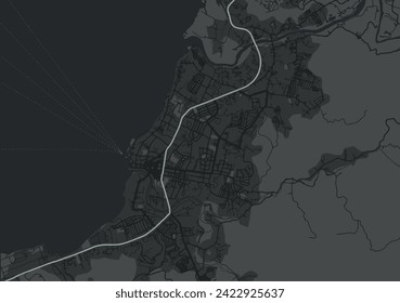 Vector city map of Iligan in the Philippines with white roads isolated on a grey background.