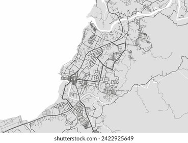 Vector city map of Iligan in the Philippines with black roads isolated on a grey background.