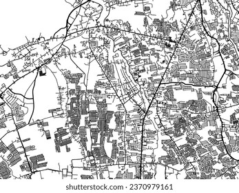 Vector city map of Imus in the Philippines with black roads isolated on a white background.