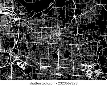 Vector city map of Independence Missouri in the United States of America with white roads isolated on a black background.