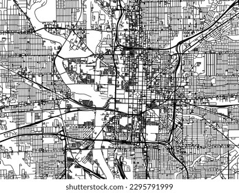 Vector city map of Indianapolis Center Indiana in the United States of America with black roads isolated on a white background.