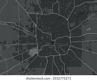 Vector city map of Indianapolis Indiana in the United States of America with white roads isolated on a grey background.