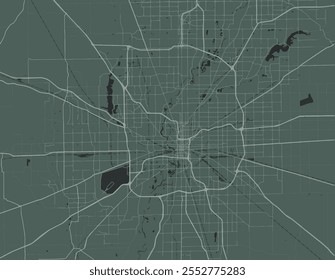 Vector city map of Indianapolis Indiana in the United States of America with white roads isolated on a green background.