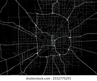 Vector city map of Indianapolis Indiana in the United States of America with white roads isolated on a black background.