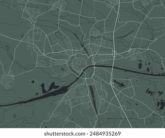 Vektorgrafik Stadtplan von Ingolstadt in Deutschland mit weißen Straßen isoliert auf einem grünen Hintergrund.