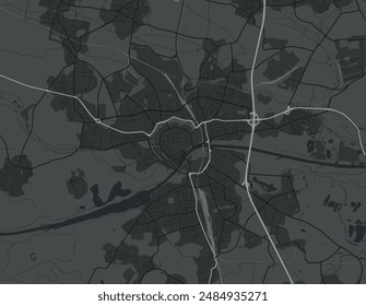 Vektorgrafik Stadtplan von Ingolstadt in Deutschland mit weißen Straßen isoliert auf einem grauen Hintergrund.