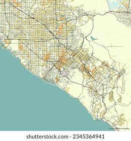 Vector city map of Irvine California USA