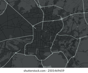 Vector city map of Isfahan in Iran with white roads isolated on a grey background.