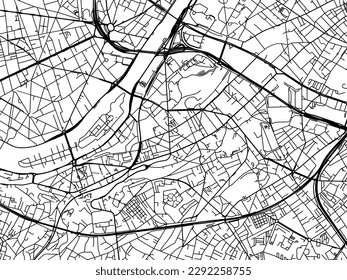 Vector city map of Issy-les-Moulineaux in the France with black roads isolated on a white background.