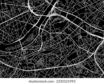 Vector city map of Issy-les-Moulineaux in France with white roads isolated on a black background.