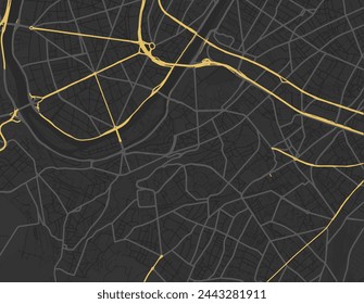 Vector city map of Issy-les-Moulineaux in France with yellow roads isolated on a brown background.