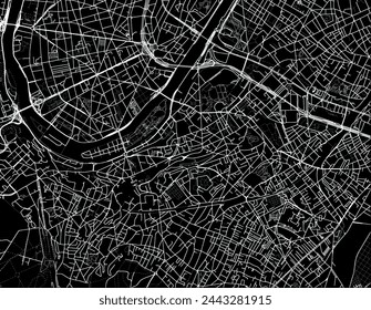 Vector city map of Issy-les-Moulineaux in France with white roads isolated on a black background.