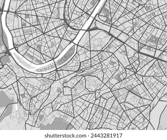 Vector city map of Issy-les-Moulineaux in France with black roads isolated on a grey background.